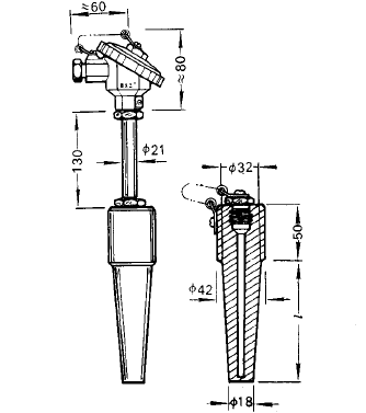 WRER-14化工用焊接式錐形套管熱電偶安裝圖片 WRER-14化工用焊接式錐形套管熱電偶安裝圖片